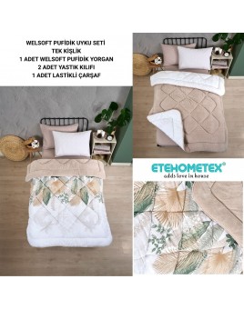 ETE HOMETEX TEK KİŞİLİK WELSOFT UYKU SETİ ALENA BEJ 8696474231997